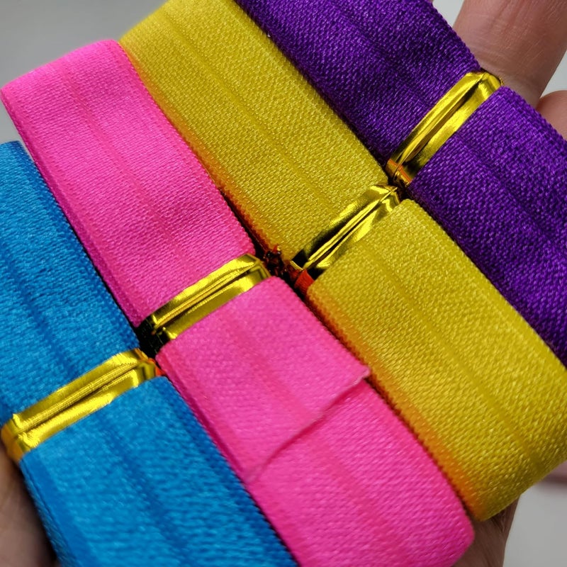FAYADA Fold Over Elastic,5/8" Foldover FOE Trim Elastic Ribbon,Stretch FOE Band for Hair Ties Headbands Sewing Craft -20 Yards (20 Colors) - Image 4